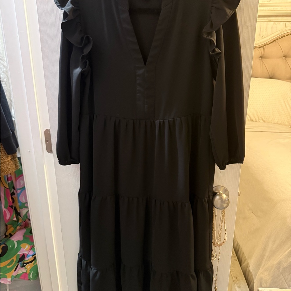 Elegant Black Ruffle Dress